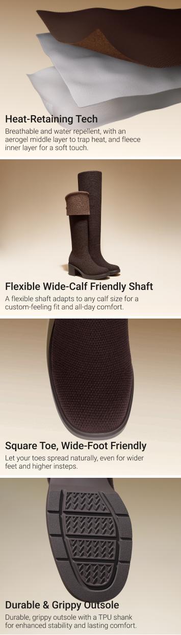 VIVAIA Women Fold-Over Square-Toe Knee-High Boots, Stable Block Heel Design & Wide-Calf Friendly Boots, Stretchy Thigh-High Boot tiktok creator picks Winter Warm Shoes(Gia)