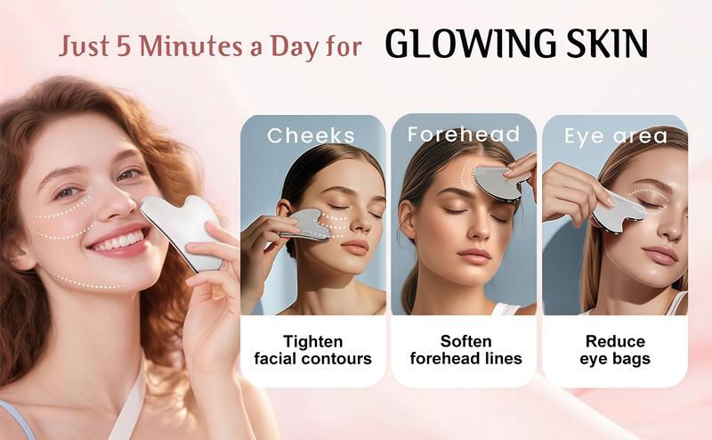 LMMAKE Stainless Steel Gua Sha Facial Tool for Skin Tightening & Lymphatic Drainage, Premium Metal Massager for Face, Neck, & Body, Durable & Hygienic Skincare Gift