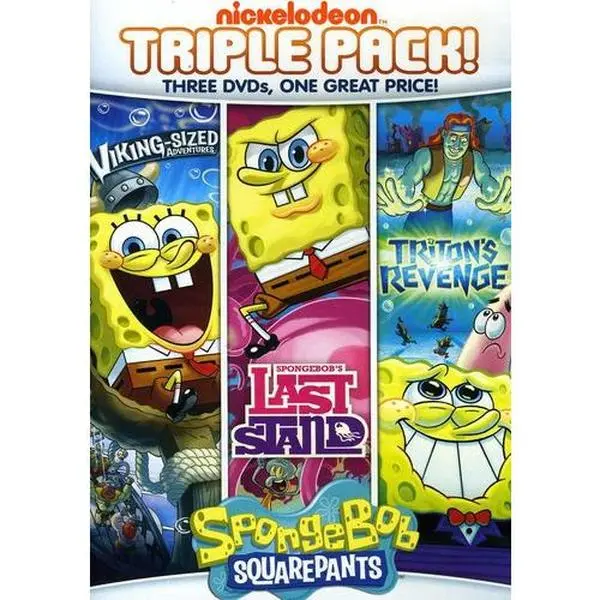 SpongeBob SquarePants Nickelodeon Animation Family DVD Triple Pack Gift Set - Last Stand, Triton's Revenge, Viking Sized Adventures, Full Frame, Amaray Case, Dolby Audio, English, No Age Restriction