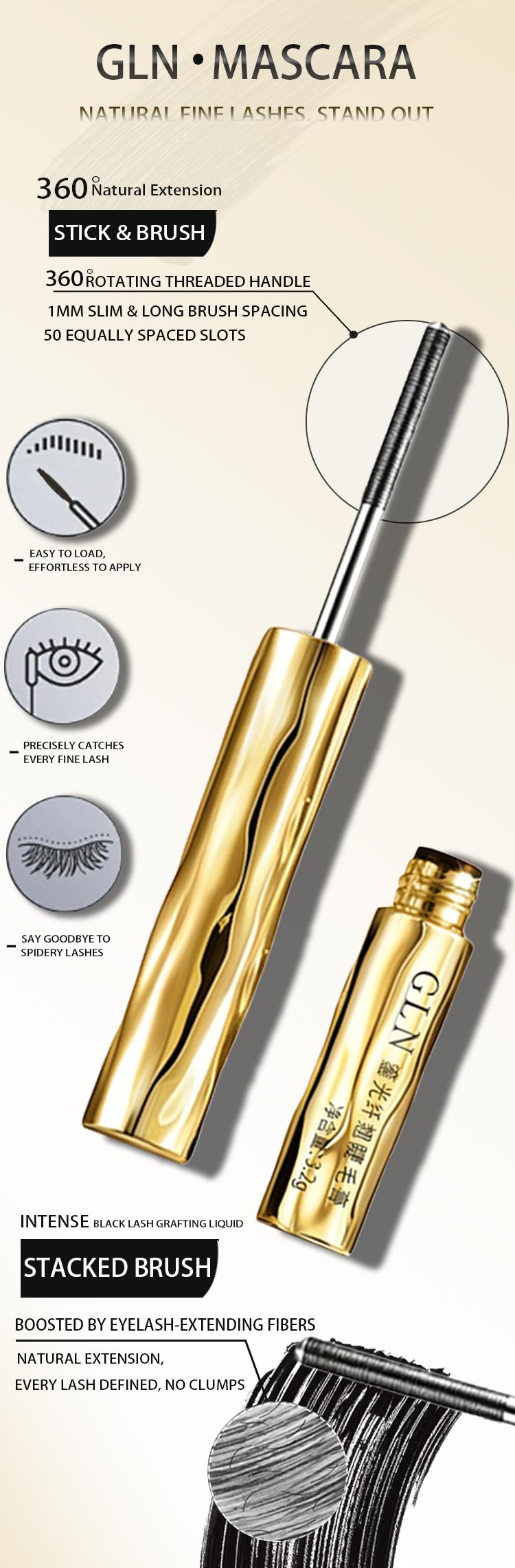 GLN 3D Curl & Volume Black Mascara Long-lasting curl-enhancing beauty makeup Large-sized black smudge-proof waterproof tube mascara Dramatically voluminous 3.2g