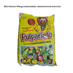 De la Rosa Pulparindo Tamarind Filled Hard Candy – Assorted Flavors (Mango, Watermelon, Tamarind, Extra Spicy), 1 Bag
