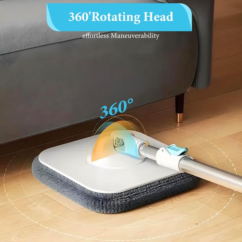 Bepatio 360° Spin Mop and Bucket Set with 2/4 Microfiber Refills , Square Spin Mop Head & Dual Compartment Mop Bucket , Wet And Dry Use, Perfect for Bedroom & Living room & Bathroom