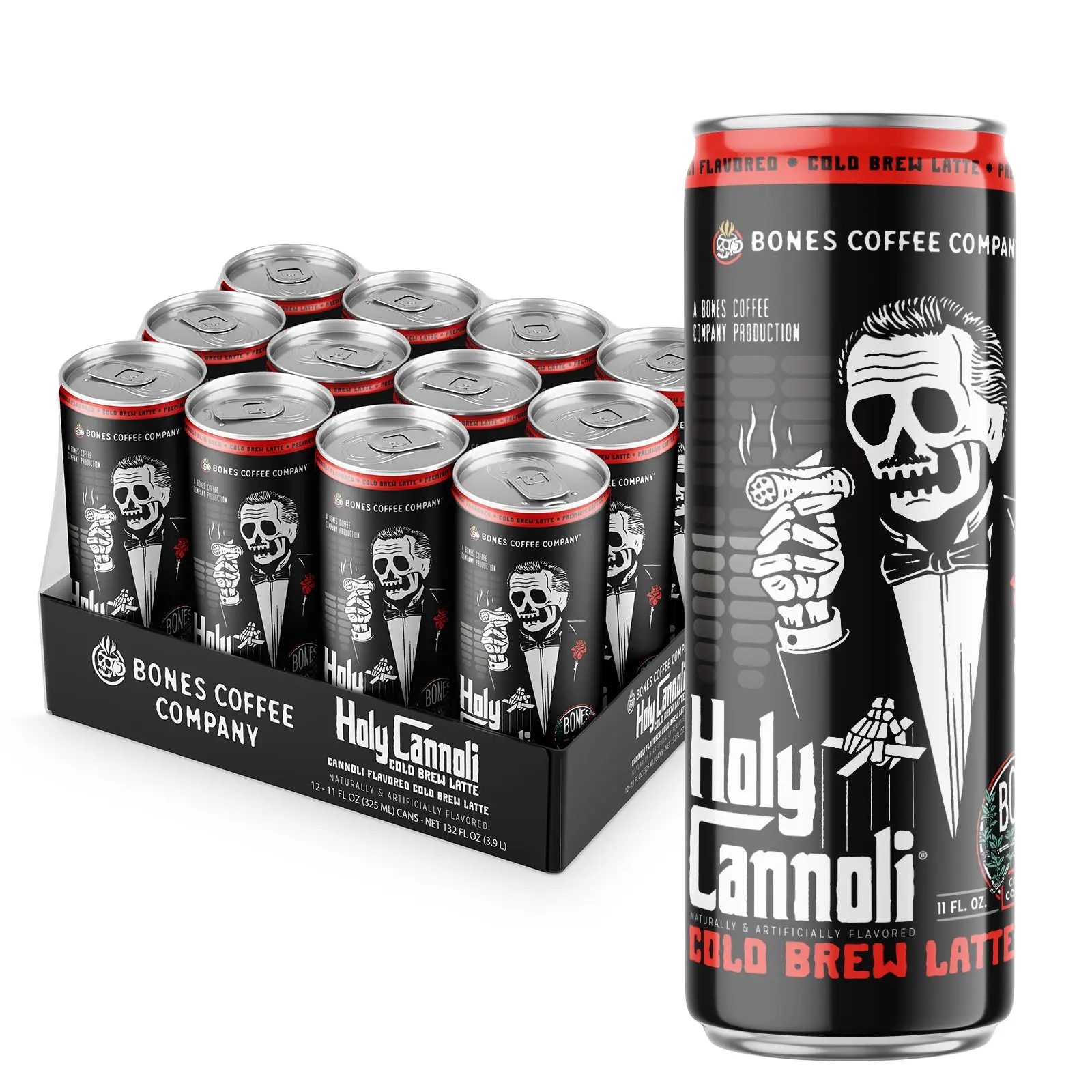 Bones Coffee Company | Holy Cannoli Cold Brew Latte Sweet Cream Cannoli 12 Pack Ready to Drink