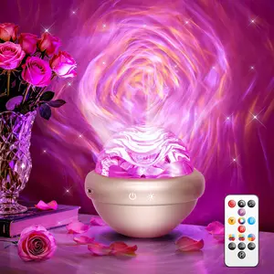 【ab】Onefire Rose Crystal Light Projector, Northern Lights Lamp with Remote, 5 Brightness Levels & Timer, Romantic Ambient Lighting for Bedroom Decor, Gift for Her Mother's Day Anniversary Proposal