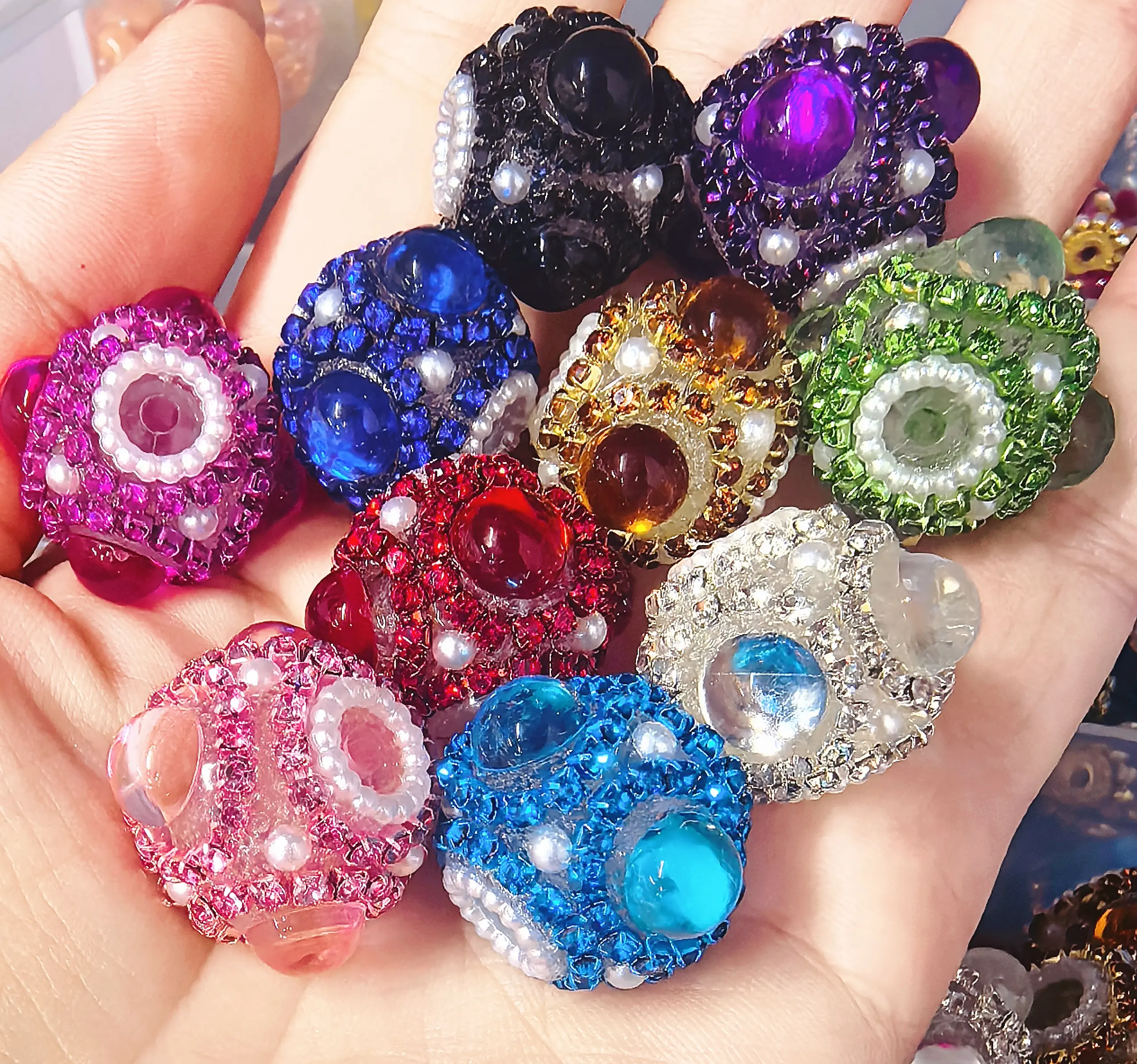 40 pieces of 18*21 mm Three-Dimensional Resin Beads with sweet and cute Diamond Flower Texture,DIY Pen beads