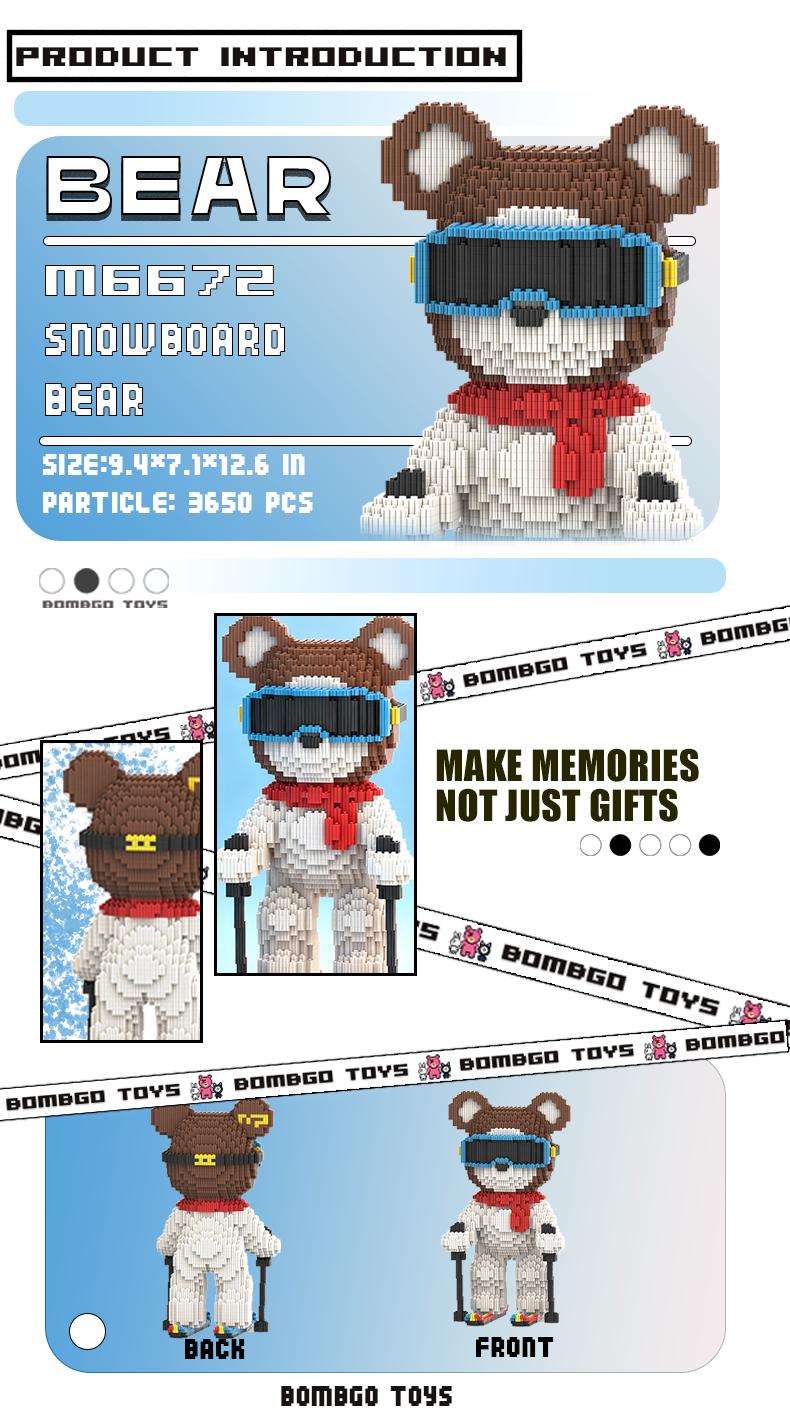 【BOMBGO】Bear Building Block,Size-Medium,3000 pcs,Bear Toys,Birthday Gift,Christmas Gift,Educational Building Blocks,Trend Decoration,Cool Gifts,Brick,Family Bonding BlackFriday Christmas