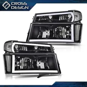 CROSSDESIGN Fit For 2004-2012 Chevy Colorado GMC Canyon LED DRL Headlights Lamps Left&Right