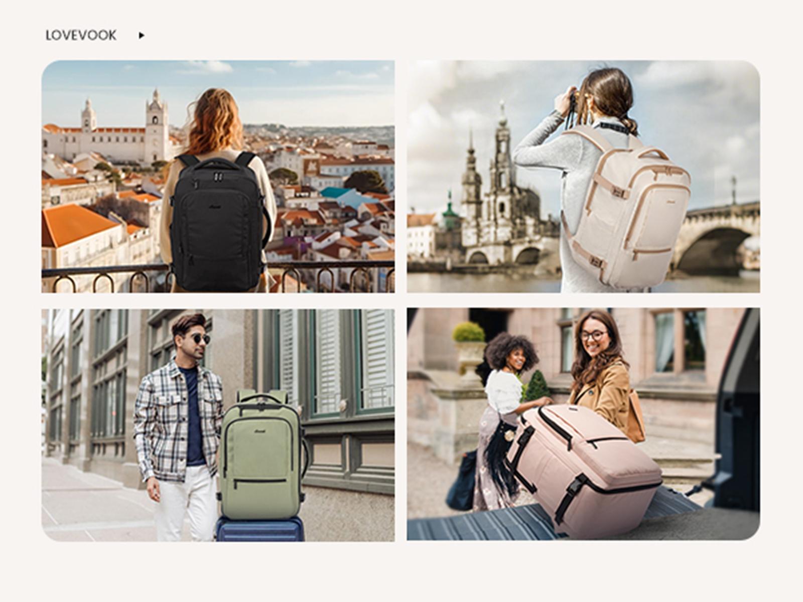 LOVEVOOK Travel Backpack for Women & Men, 40L Large Carry On Backpack Airline Approved, TSA Personal Item Weekender Bag, Water Resistant Laptop Backpack with 3 Packing Cubes for Travel Essentials TikTokShopBlackFriday Christmas Gift Ideas