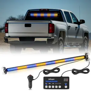 Nilight 144LED Traffic Strobe Light Bar with Controller, Amber/Blue Lights, for Front/Rear Windshield of Cars, Snow Plows, and Construction Vehicles
