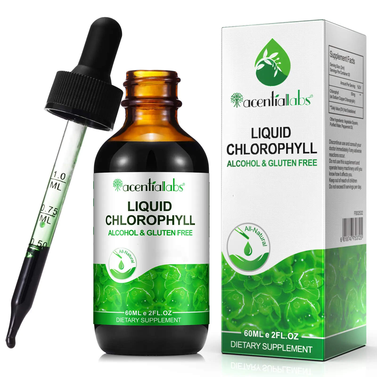 Acentiallabs Concentrated Chlorophyll Liquid Drops - Edible Vegan Gut Health Supplement, Self Care Product for Adults, Plant-Based Dietary Aid with Rich Texture & Taste, Non-Watered-Down Energy & Detox Support, Self Care Products,travel essentials camping