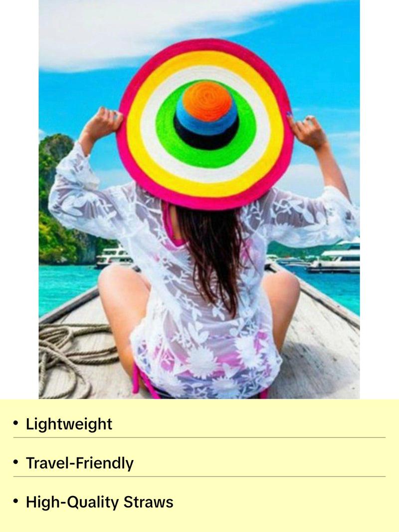 Trendy Oversized Straw Hat for Women, High-Quality Material, Lightweight for Travel