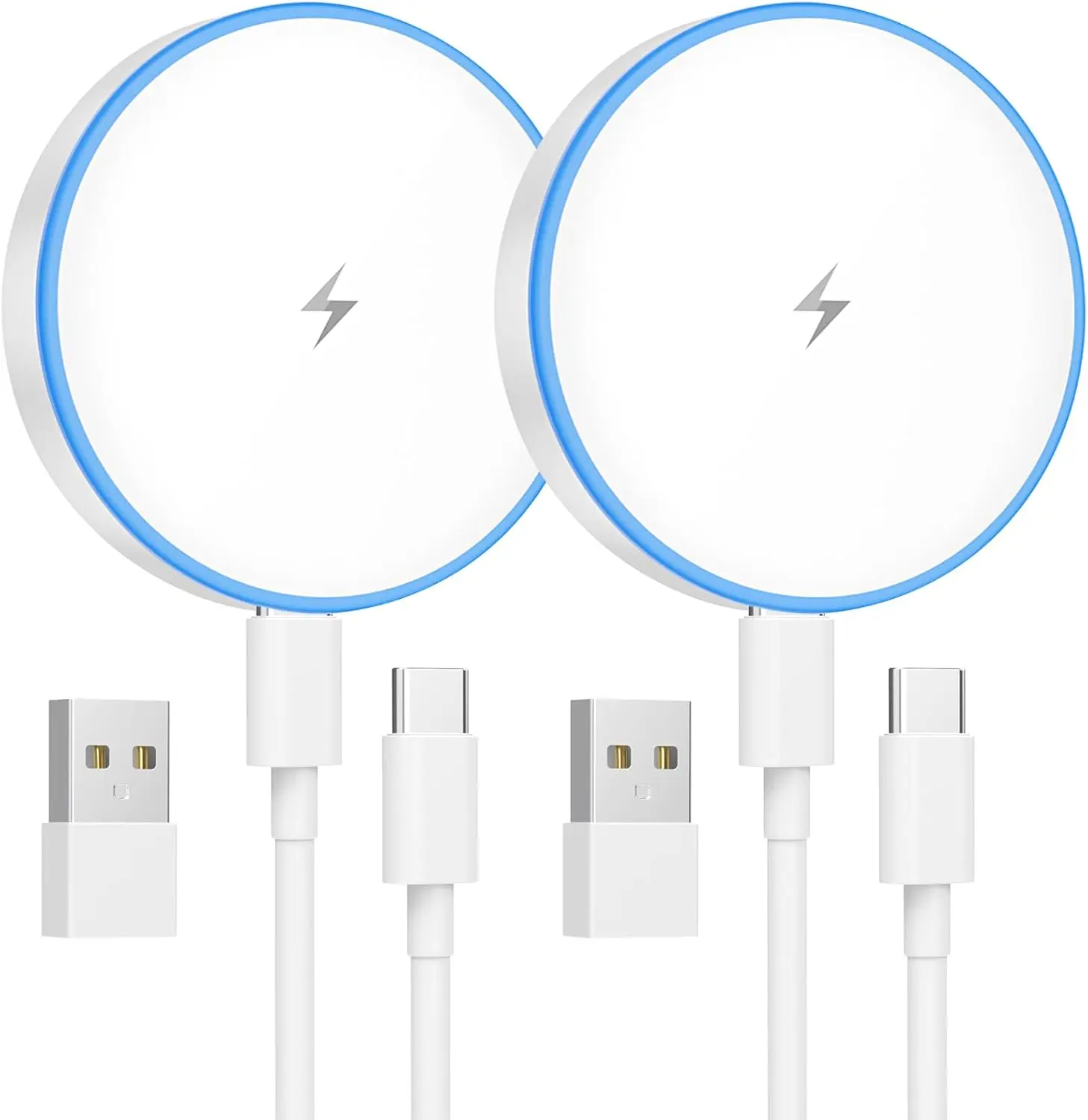 MagSafe Wireless Charger 2 Pack 15W Magnetic Fast Charging Pad, Magnetic Wireless Charging Dock Compatible with iPhone 17 16 15 14 13 12 Series and AirPods Pro 3 2, Portable Magnetic Charger for Home Office Travel