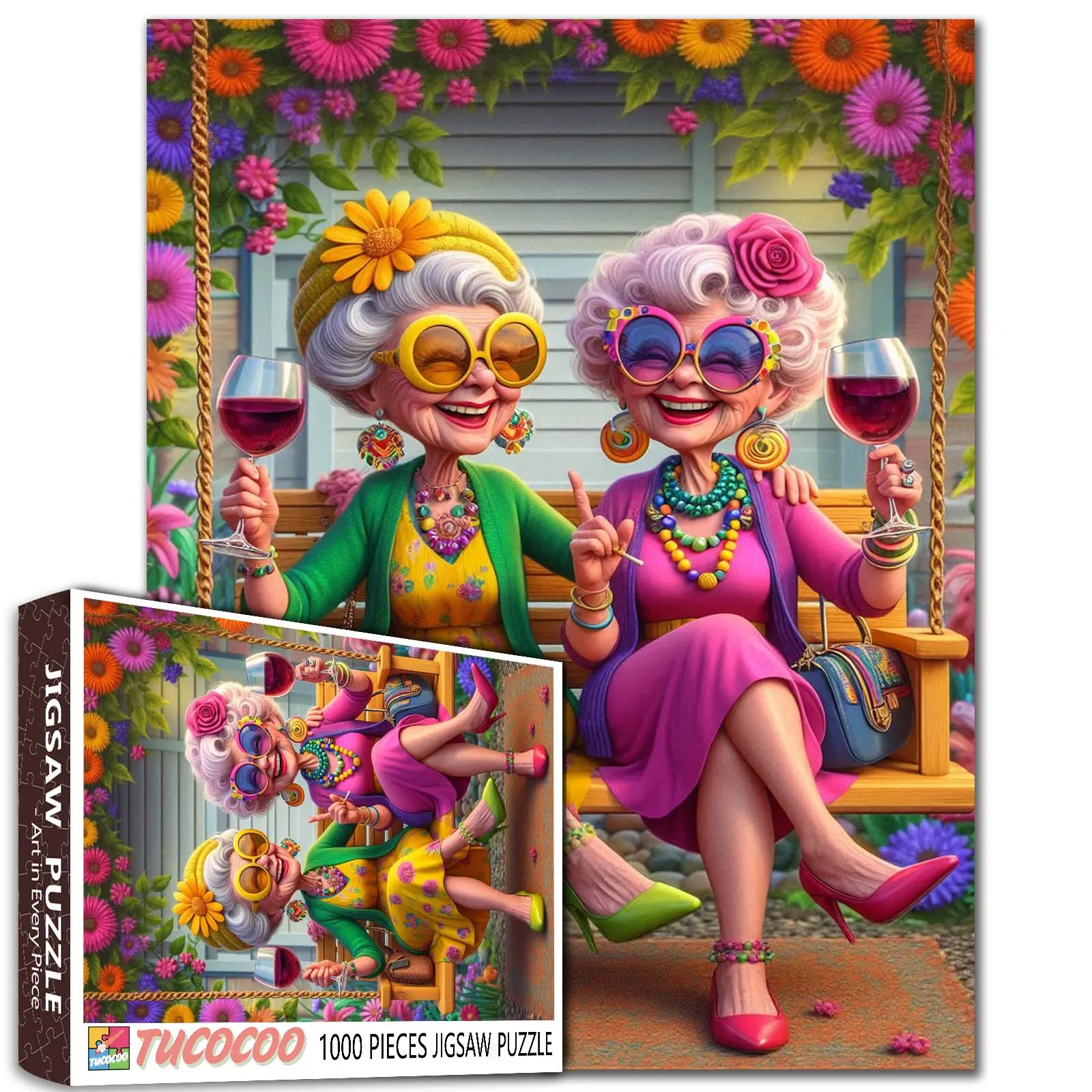 Tucocoo 1000-Piece Playful Seniors Funny Grandma & Grandpa Jigsaw Puzzle, Adult Family Game for Stress Relief, Brain Challenge, Relaxing Wall Art & Relaxing Gifts, 27.5x20in (70x50cm)