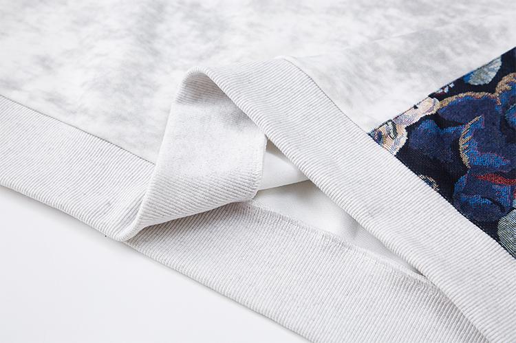 Tie-Dye Embroidered Patchwork Hoodie Men Autumn Winter Trendy Brand Design Loose Fit Jacket, Regular Style, Fleece Lined, Warm Comfortable Soft Mens Long Sleeve Top, Suitable for Casual Daily Wear Travel Outing Pullover Hoodie