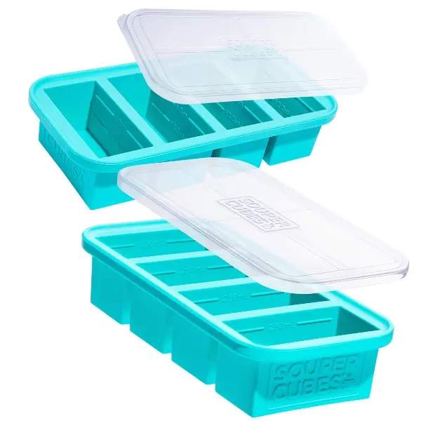 Souper Cubes 1 Cup Meal Prep Silicone Freezer Trays with Lids, 2-Pack | 100% Platinum-Cured Silicone Freezer Meal Containers, Oven and Microwave Safe, Perfect for Freezing Soup, Rice, Protein and More, Kitchen Must Have