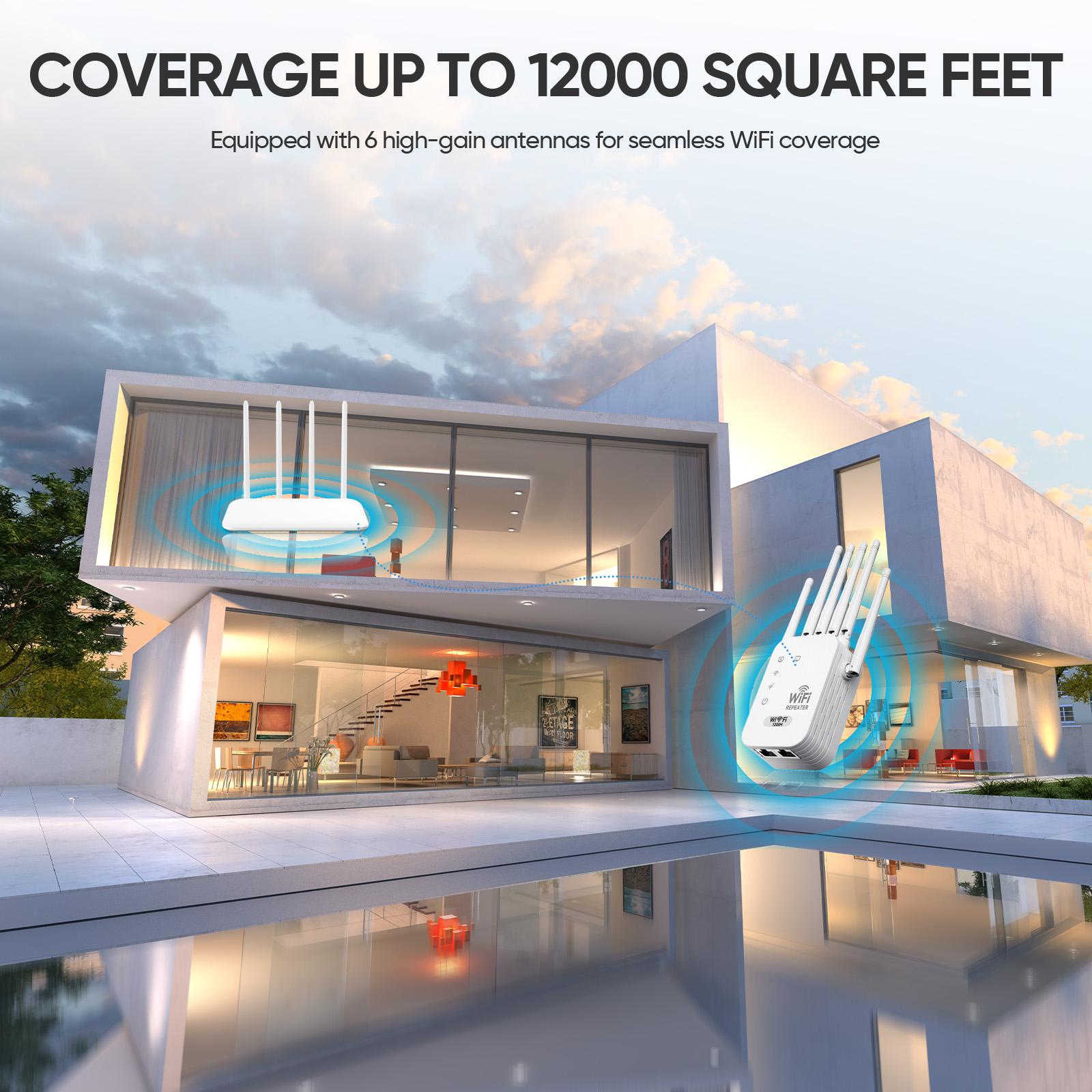 WiFi Extender 2026 6-Antenna Strong Signal, 1200Mbps Dual Band (2.4GHz) Booster, Wide Signal Coverage, Repeater with Gigabit Port & AI Connectivity, Ideal for Home Studios, Remote Workspaces, computer WiFi Extender 2026 6-Antenna Strong Signal, 1200Mbps Dual Band (2.4GHz) Booster, Wide Signal Coverage, Repeater with Gigabit Port & AI Connectivity, Ideal for Home Studios, Remote Workspaces, computer