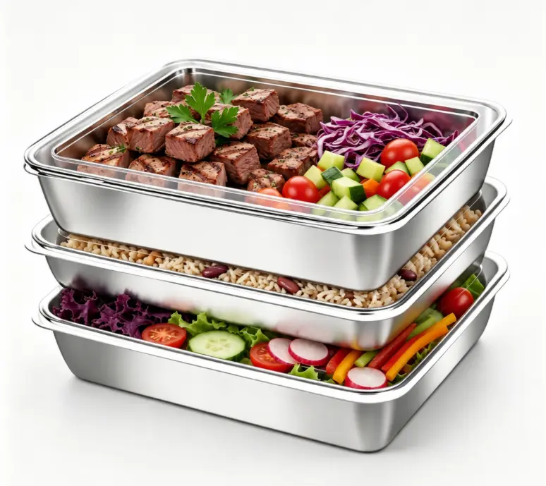 stainless steelFood Storage Containers setsstorage box with lidfreezer FrozenKitchen tray with lidOven plateSide dish plate Freezer & Dishwasher Safe