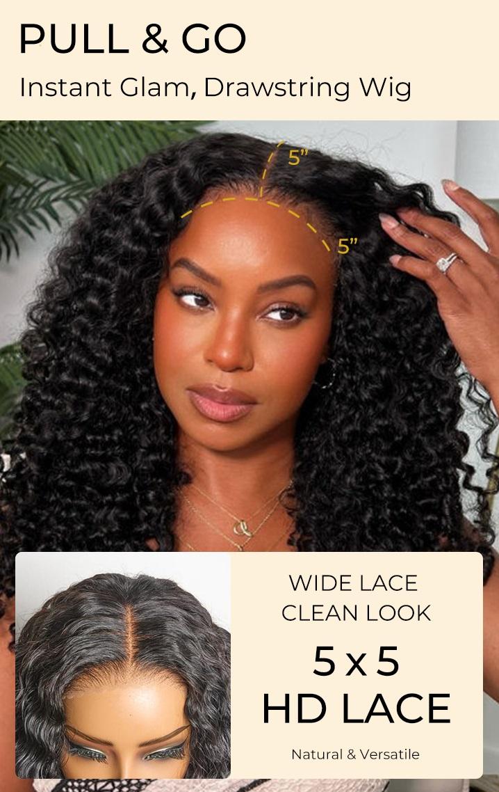 [Wequeen] 5x5 HD Lace Wig Messy Curly Bohemian Curly Flowy Boho Vibes Glueless Pre Cut Beginner Friendly Hair Breathable Cap Natural Look