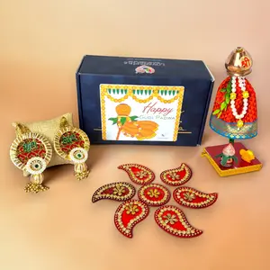 Celebratory Gudi Padwa Set | Decorative Kalash, Elegant Pooja Cloth & Mango Leaf Garland | Sacred Home & Pooja Decor, Wood, Gift