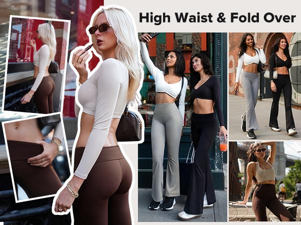 BRXL 30" High-Waisted Flare Yoga Leggings Women's Sports Flare Pants Fitness Wear with Pockets Seamless Front  Mini Flare Yoga Pants Suitable for Gym Workout   #OutdoorFun