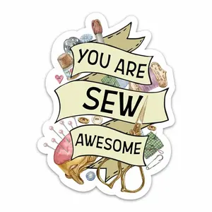 You Are Sew Awesome Sewing Vinyl Sticker – Thread Needle Waterproof Decal for Laptop Water Bottle Notebook Tailor Gift 6BX