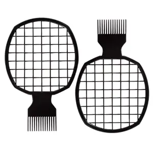 2-Piece Hair Twist Comb Hair Sponge Brush Set - Superior Curl Definition for Men and Women (Black)