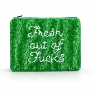 Fresh Out of Fucks Beaded Coin Purse