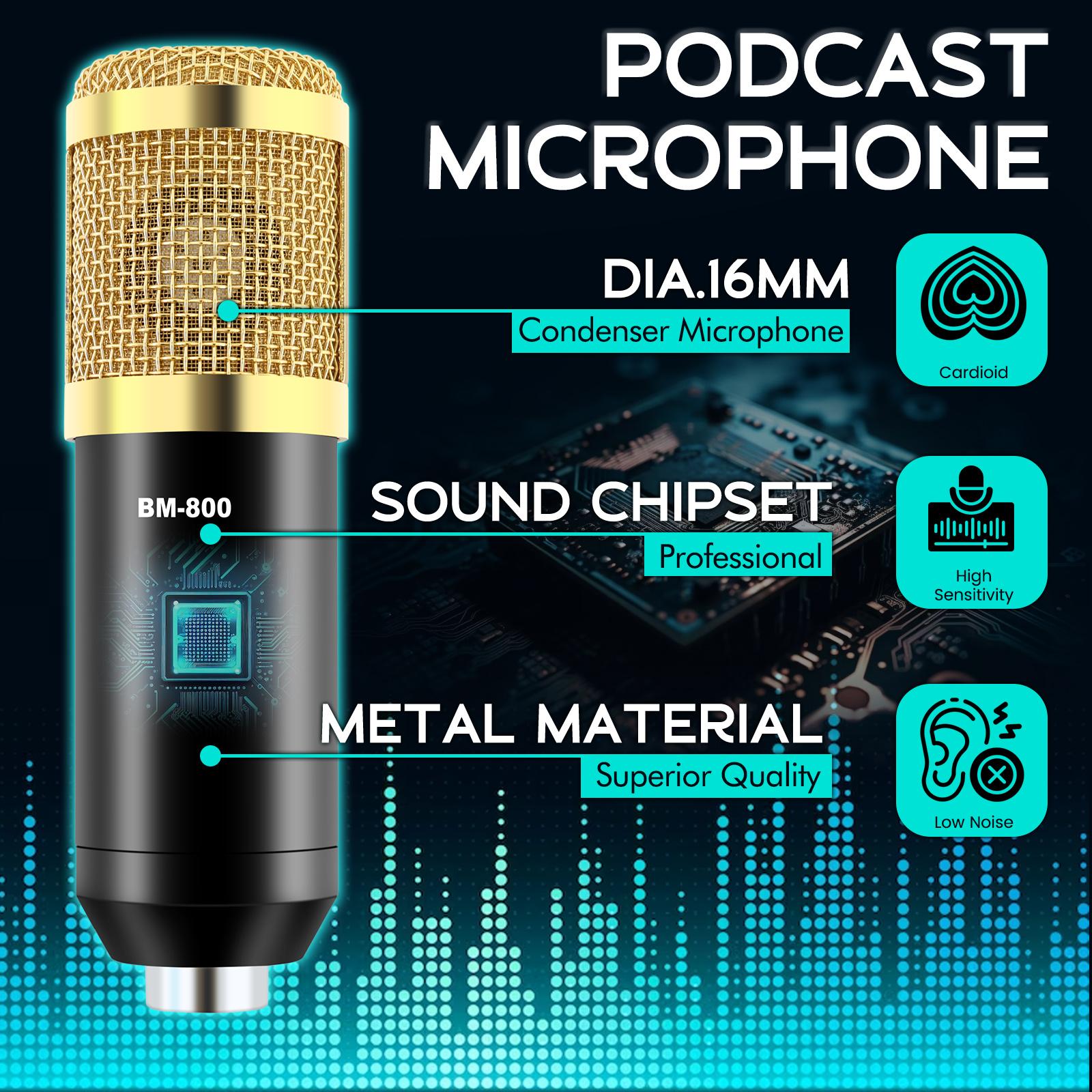 BM800 Professional Recording Studio Microphone Bundle with Audio Mixer & Voice Effects Metal Condenser Microphone Kit for Podcasting Streaming Singing on PC Mac Mobile TikTok YouTube Gaming