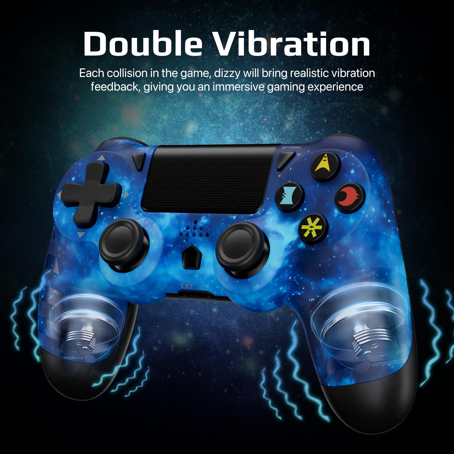 Wireless PS4 Controller Compatible with PS4/Pro/Slim, PC, Android, iOS, WithDual Vibration, Motion Sensing, Touchpad, Light Bar, Share, 3.5mm Headphone Jack, Perfect For PS4 Games