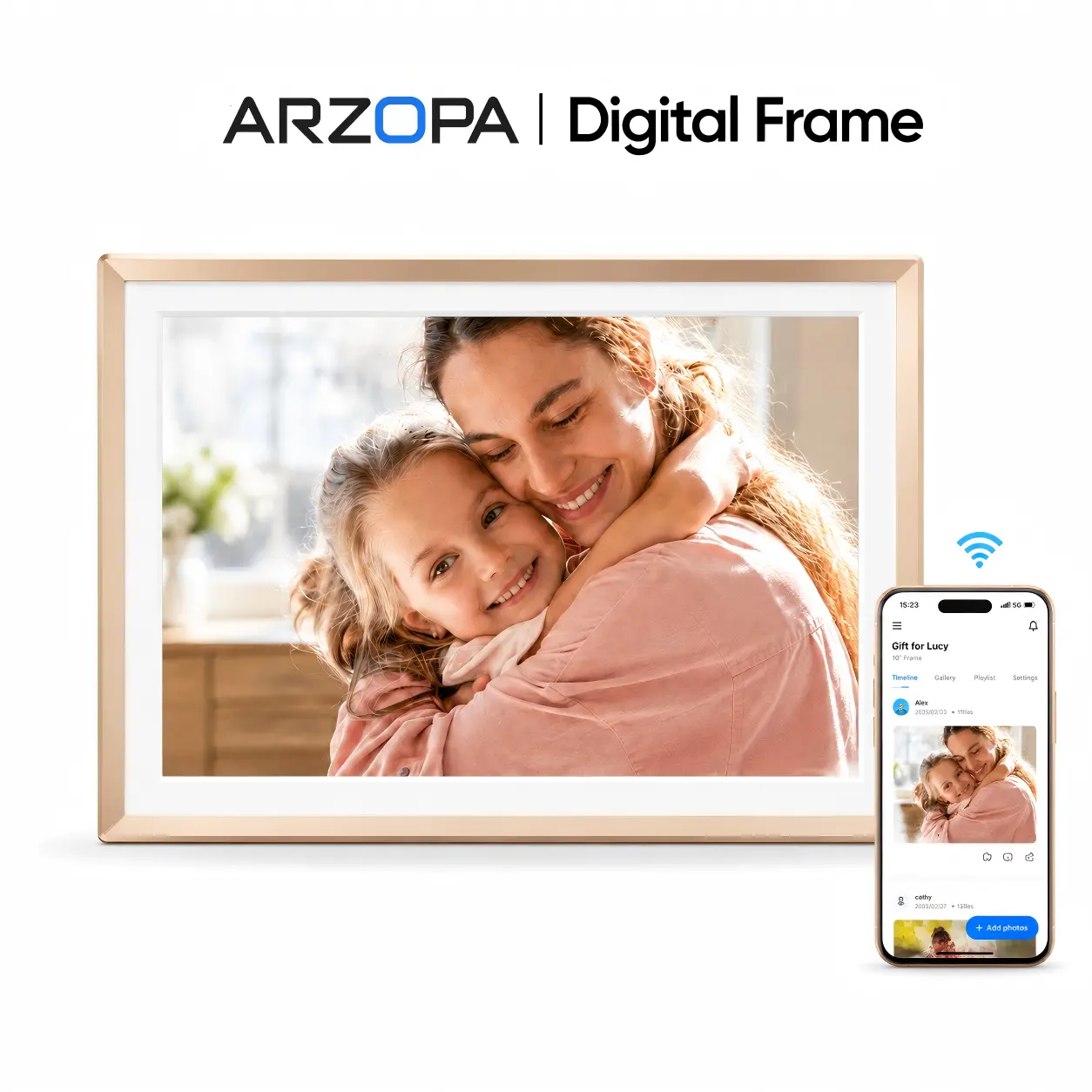 ARZOPA WiFi Digital Touch Screen Photo Frame Free Unlimited Cloud Storage Touchscreen 120s Video Frame PhotoFrame Digital Picture Frame Auto Rotate for Gift Idea