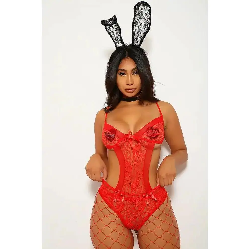 Red Crochet One Piece Costume