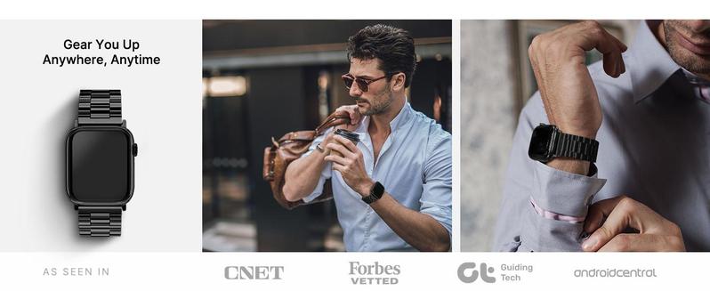 Band Compatible with Apple Watch 44mm 45mm 42mm, Stainless Steel iWatch Band for Apple Watch Se 2 Series 9/8/7/6/5/4/3/2/1(Black, 42mm/44mm/45mm)