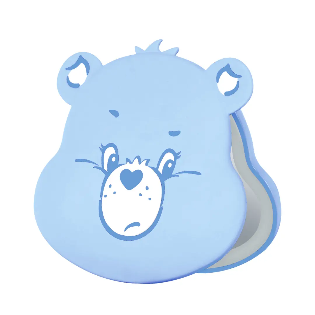 Care Bears™ Grumpy Bear "Beary Cute" Lighted Makeup Mirror - Handheld Double-Sided Compact, Built-in LED Light Bar, USB-C Rechargeable Illuminated Handheld Mirror, Makeup Mirror With Lights
