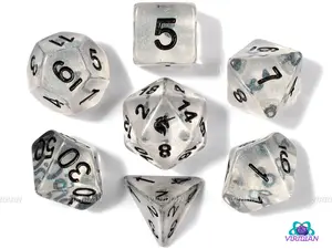 Unicorn Ice (discontinued) | Glittery Clear Resin Dice, Unicorn Design | Resin Dice Set (7)