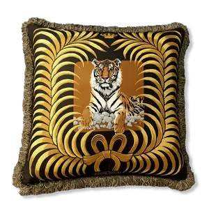 Tigre Royal Vintage Silk Scarf Pillow 28"