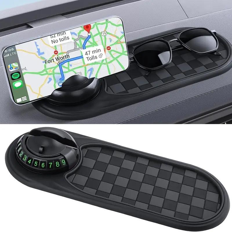 Anti-skid mat for cars, mobile phone car holder, decorative pad for car dashboard, mobile phone rotating stand, high-temperature durable high-end square creative interior accessories, car storage pad, multi-functional accessories