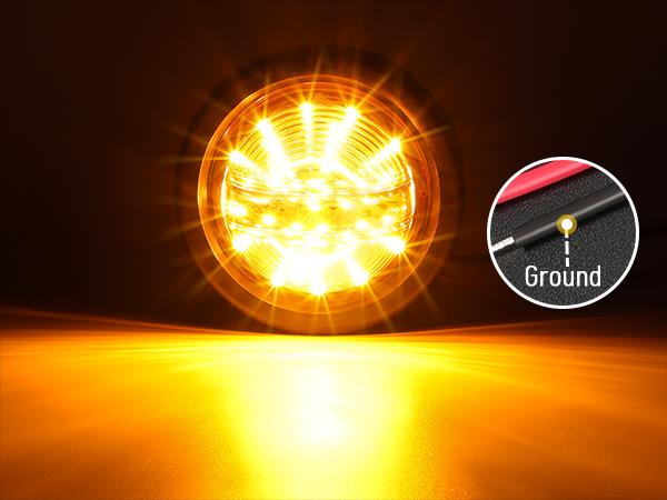 Partsam 2.5 inch Round Hemisphere Amber LED Side Marker Lights Clearance Light for Trailer Truck RV Tractor with Grommets and Plugs, Flush Mount