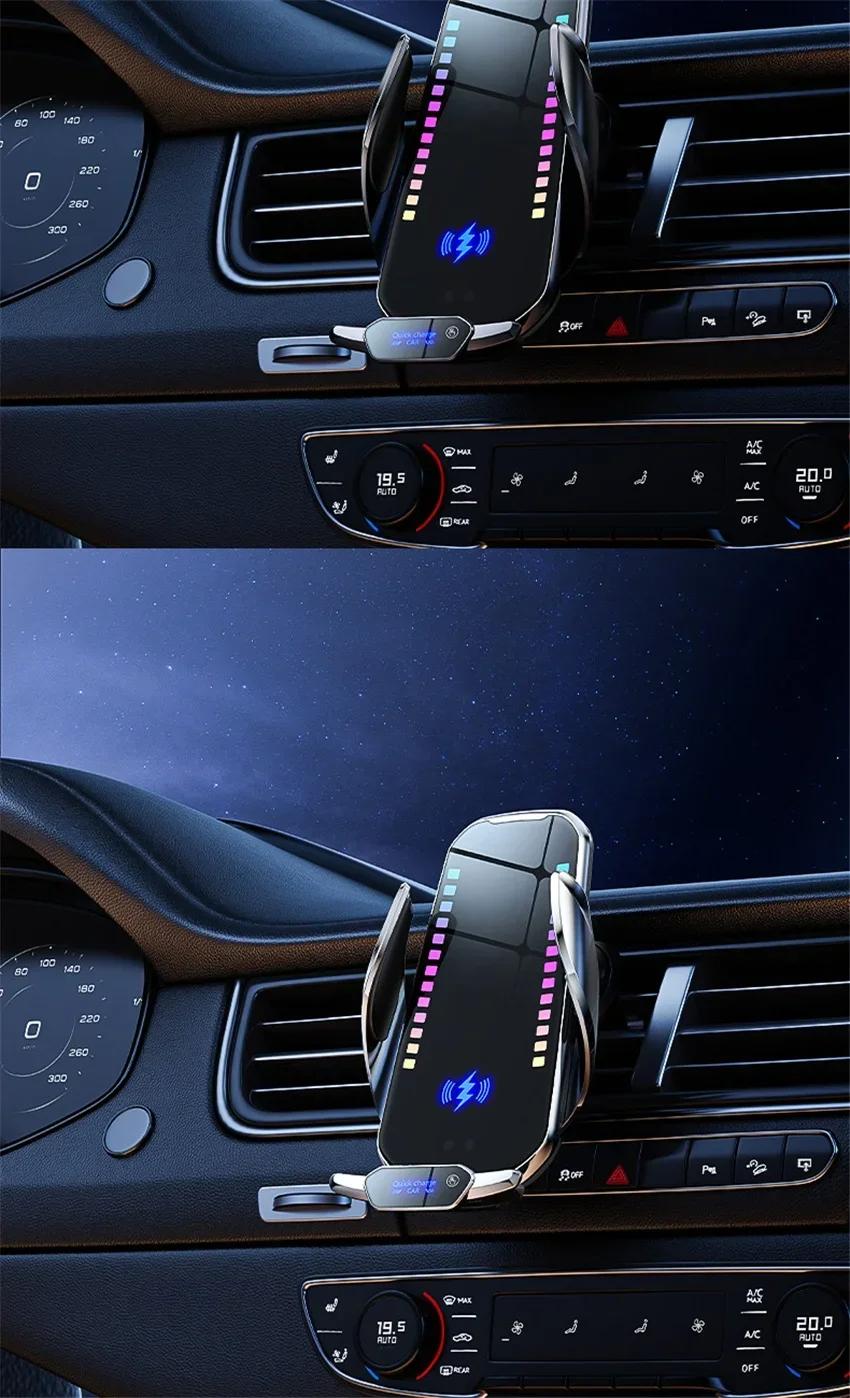Car phone holder infrared sensing intelligent rhythm wireless charging can jump according to the sound waves Add rhythmic color light function to move with music car Accessories Automatic Mount Retractable Stand Adjustable Cellphone Clip Car phone holder infrared sensing intelligent rhythm wireless charging can jump according to the sound waves Add rhythmic color light function to move with music car Accessories Automatic Mount Retractable Stand Adjustable Cellphone Clip