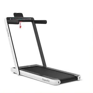 2-in-1 Folding Treadmill 2.25HP, 265LBS Capacity Electric Running Machine with Dual Display & App Control, Portable Foldable Treadmill for Home Gym Office Fitness Walking Jogging