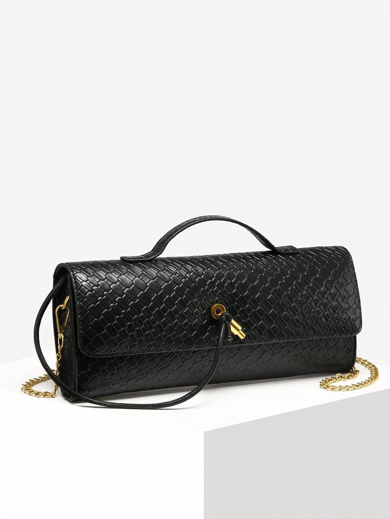 Women Vintage Minimalist Faux Woven Texture Anguera Red Retro Flap Lock Large Capacity Clutch Bag Handbag Shoulder Bag For Evening Parties Daily Wear Fashionable Clutch Bags Party Bags Perfect For Party Wedding Prom Dinner