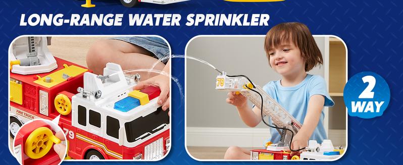 2025 Toys for Kids Extra Large Fire Truck Toys with 33-inch Ladder Lights, Sirens, and Realistic Features Perfect for Boys & Girls Birthday Gifts for Kids Kids Outdoor Play Valentine's Day Gifts for Kids