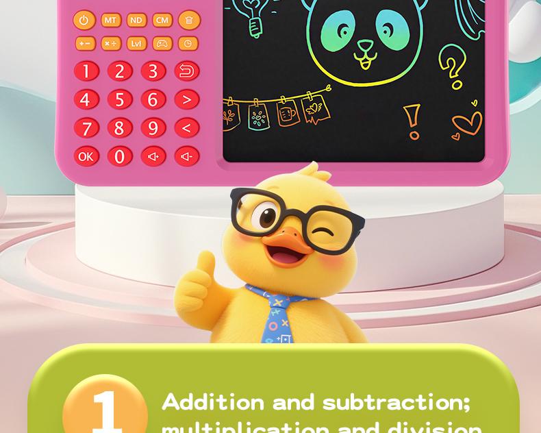 Interactive Math Drawing Toy for Kids Ages 3–8, Erase & Practice Addition Subtraction Multiplication Division, Screen-Free Learning Set with Talking Book