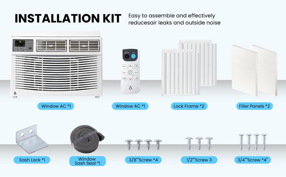【GARVEE】12000 BTU Window Air Conditioner With Wi-fi Enabled, Remote Control, Cooling Up To 550sq.ft, 115v Wall Mounted Window Ac Units For Rooms, Dehumidifier, Fan, Reusable Filter