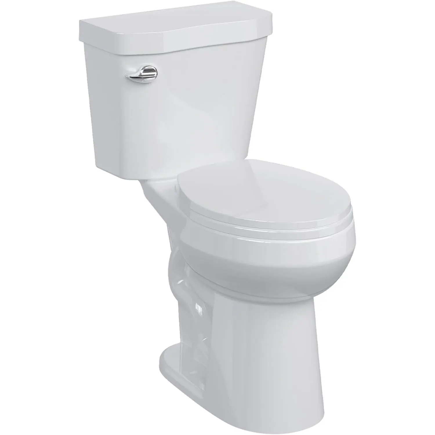 Two-Piece Toilet with 19 in ADA Height, Round Bowl for Bathrooms with Soft Close Seat, Toilet with 1.28 Siphonic Flush, Cotton White