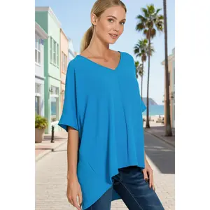 Zenana Woven Airflow V-Neck Dolman Short Sleeve Top