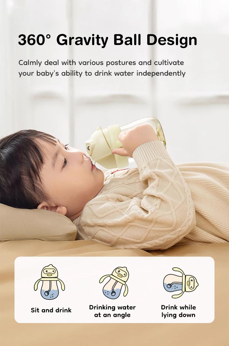 Dr.Isla PPSU Leakproof Sippy Cup, 2-in-1 Baby Training Cup with Weighted Straw, No Spill Anti-Colic Toddler Cup with Non-Slip Handles, Cute Diver Duck Design, BPA-Free, 6-12M, 1-3 Years, 240ml 9oz, Easter Basket Stuffers for Baby