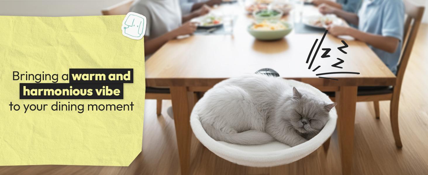 Cat Desk Hammock Bed – Rotating Cat Bed for Desk or Table, Upgraded Clamp with Sponge Pad, Holds Up to 50LBS, Soft & Sturdy Cat Nest for Indoor Cats