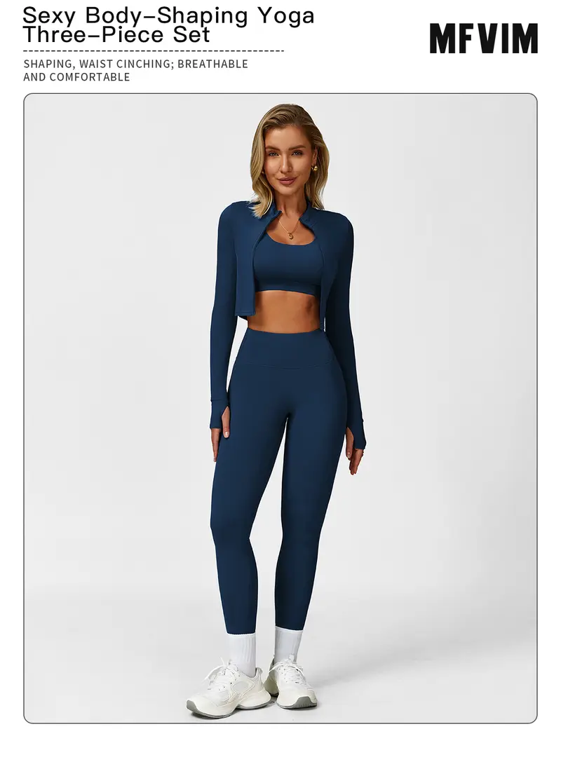 MFVIM Women's 3 Piece Workout Sets for Yoga & Gym Solid Criss