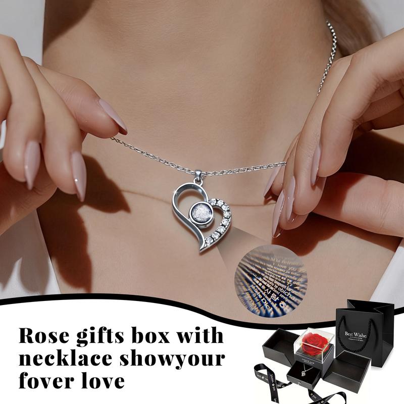 【2026 Gift】 I Love Youin 100 Languages Necklace- Real Preserved RedRose Encased- Speak Your Heart on Valentine's Day- Unique Sentimental RosePendant, ValentinesDay Gift,I LoveYou,LoveLanguage house