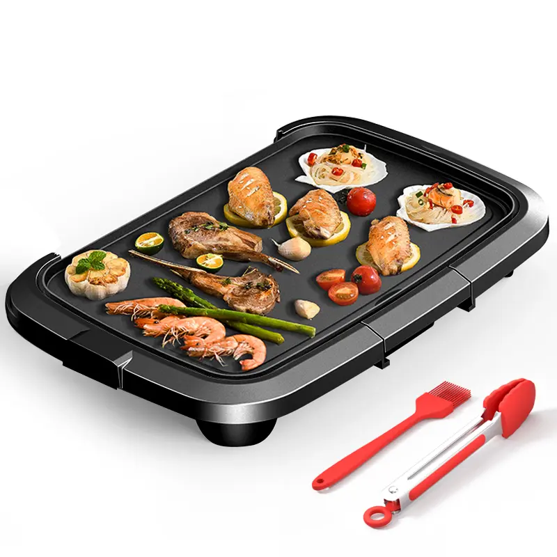 Electric Griddle Teppanyaki Grill, Indoor Smokeless Grill,10''×20'' Family-Size Cookware,5 adjustable temperatures,non-stick surface for easy cleaning,SpringTok tiktokshopbacktoschool